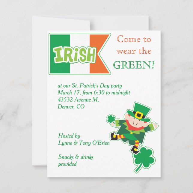 Invitation du parti Jour de la Saint Patrick Lepre (Devant)