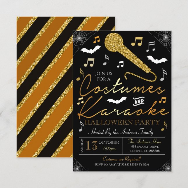 Invitation du parti Karaoke Halloween (Devant / Derrière)