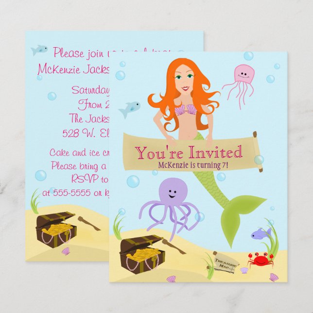 Invitation du parti Mermaid (Devant / Derrière)