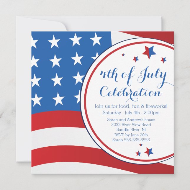 Invitation du parti Patriotic Flag 4 juillet (Devant)