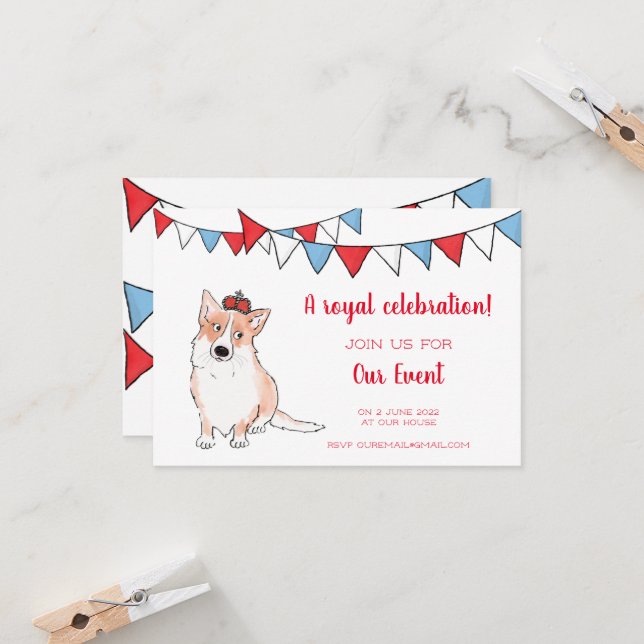 Invitation du parti Royal corgi (petit) (Devant/Arrière en situation)