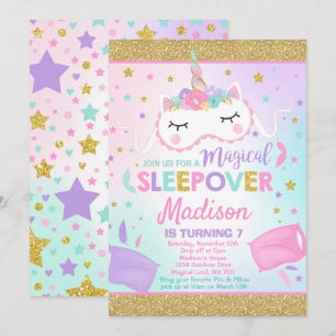 Invitation du parti Sleepover de l'Unicorn