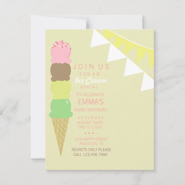 Invitation du parti social Glace Cream (Devant)