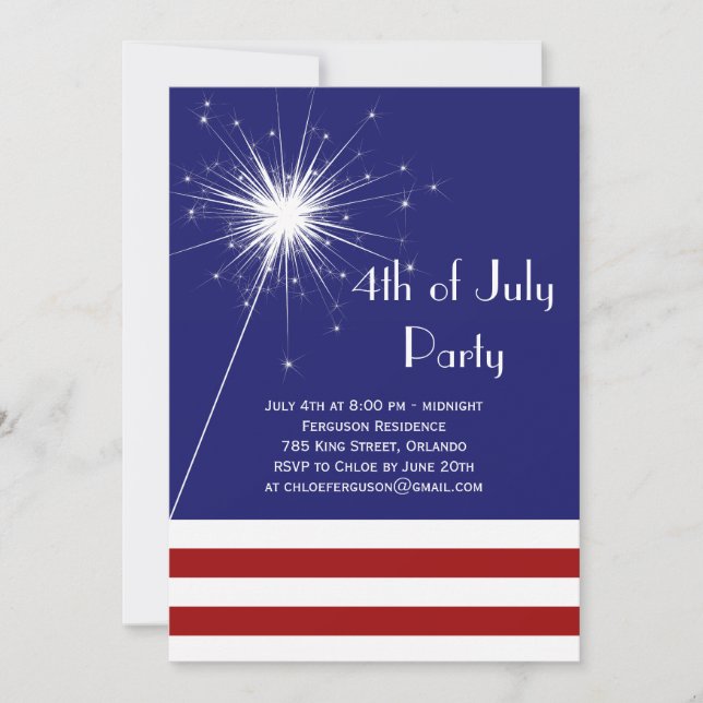 Invitation du parti Sparkler 4 juillet (Devant)
