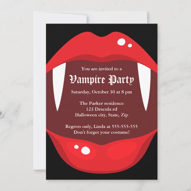 Invitation du parti vampire aux crocs et aux lèvre (Devant)
