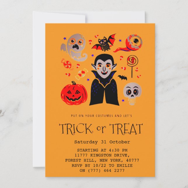 Invitation du parti Vampire d'Halloween (Devant)