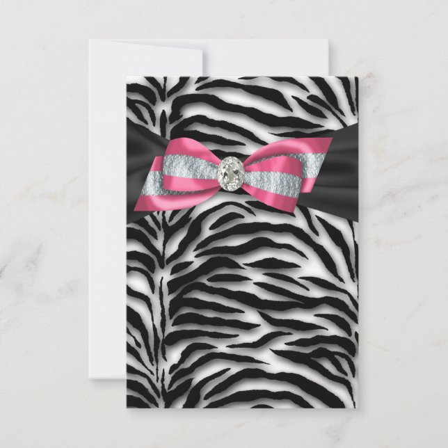 Invitation du Parti Zèbre Rose RSVP (Devant)