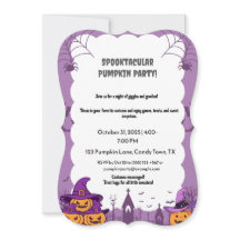 Invitation du Pastel Pink Halloween Party avec Pum