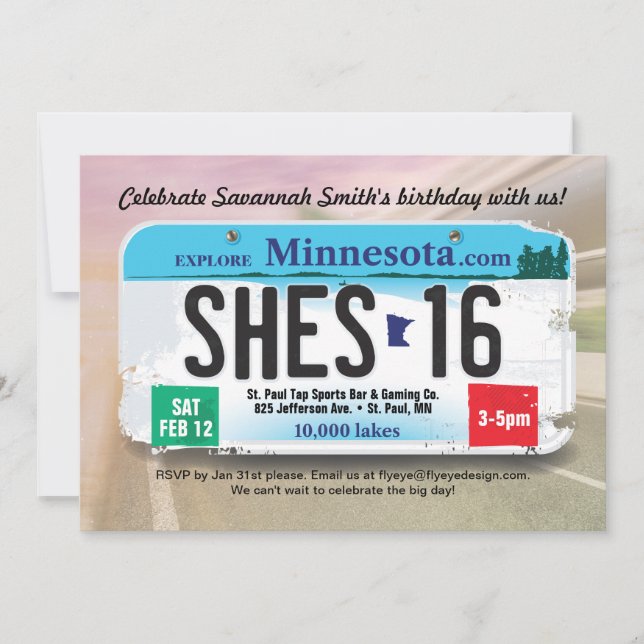 Invitation du permis de 16e anniversaire de la fil (Devant)