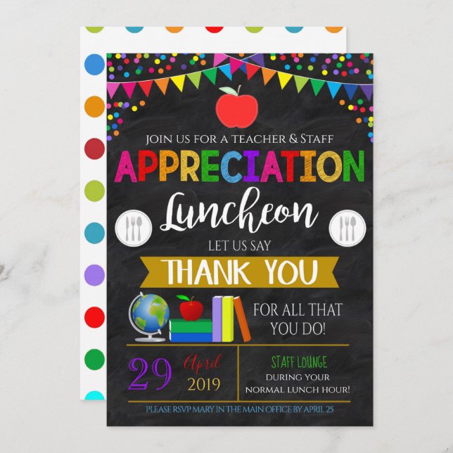 Invitation du personnel d'appréciation de l'enseig (Devant / Derrière)