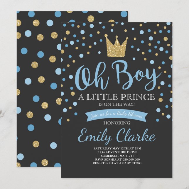 Invitation du Petit Prince Baby shower Douche roya (Devant / Derrière)