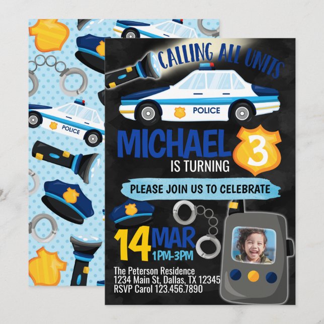 Invitation du policier à la fête d'anniversaire (Devant / Derrière)