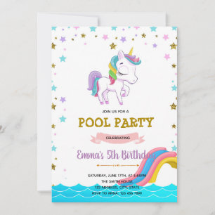 Invitation du pool de toboggans de Unicorne