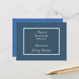 Invitation du porteur de bague en bleu et blanc
