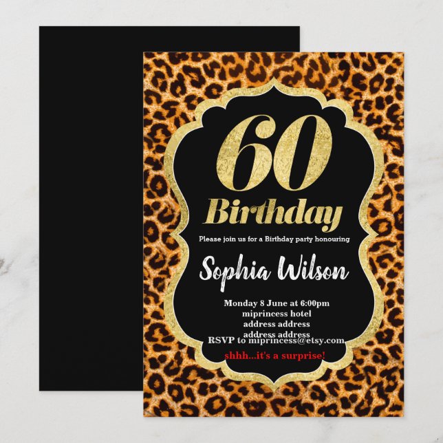 Invitation du poster de animal Leopard (Devant / Derrière)