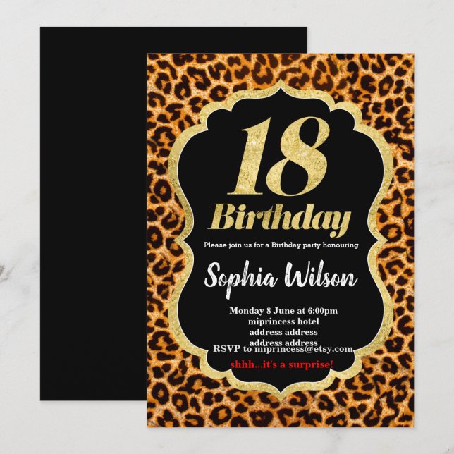 Invitation du poster de animal Leopard (Devant / Derrière)