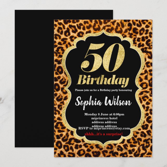 Invitation du poster de animal Leopard (Devant / Derrière)