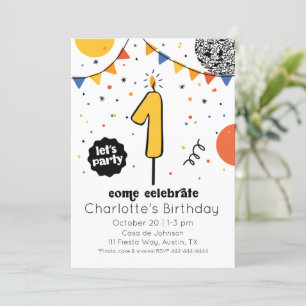Invitation du premier anniversaire de chandelle Do