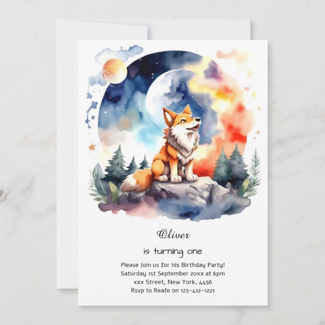 Invitation du premier anniversaire du loup (Devant)