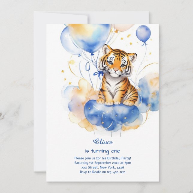 Invitation du premier anniversaire du tigre (Devant)