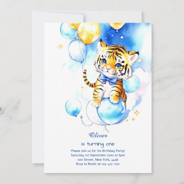 Invitation du premier anniversaire du tigre (Devant)