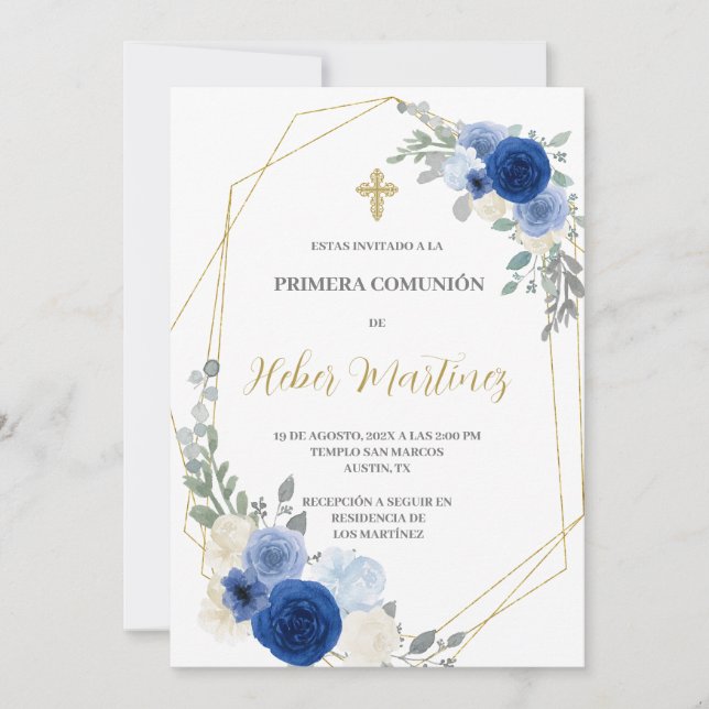Invitation du premier garçon de communion espagnol (Devant)