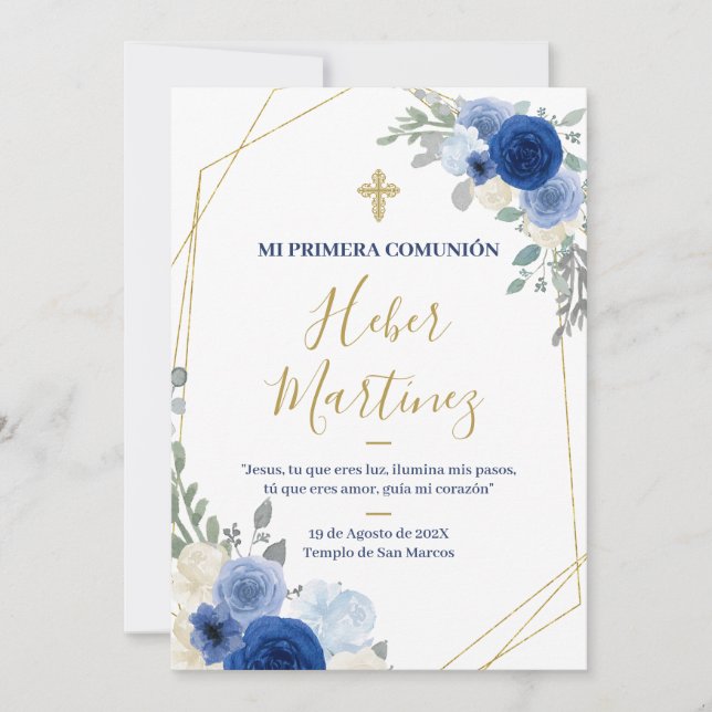 Invitation du premier garçon de communion espagnol (Devant)