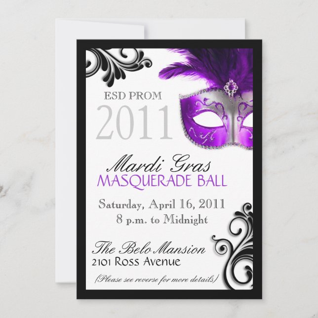 Invitation du Prom Masquerade (Devant)