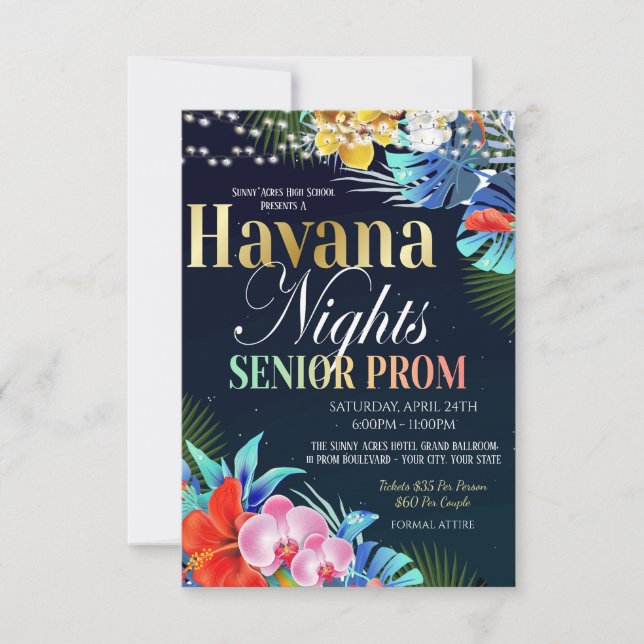 Invitation du prom principal de la nuit de La Hava (Devant)