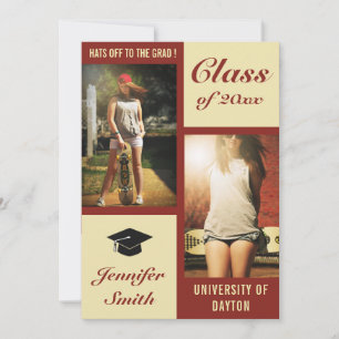 Invitation du Red Cream Modern Photo Party