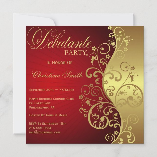 Invitation du Red & Gold Debutante Party (Devant)