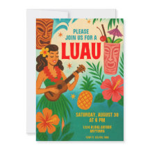 Invitation du Retro Hawaiian Luau Party