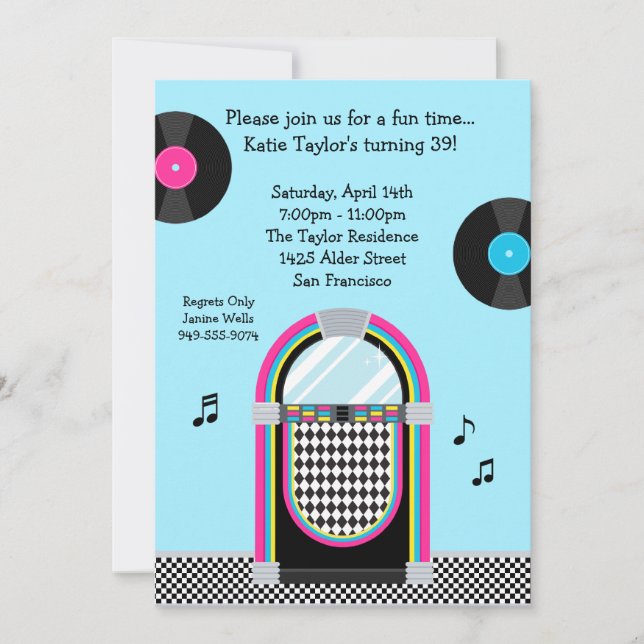 Invitation du Retro Party des années 50 (Devant)