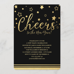 Invitation du réveillon du Nouvel An / Noir