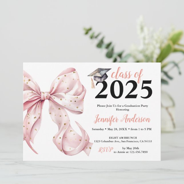 Invitation du Rose de glamour Gold Bow (Debout devant)