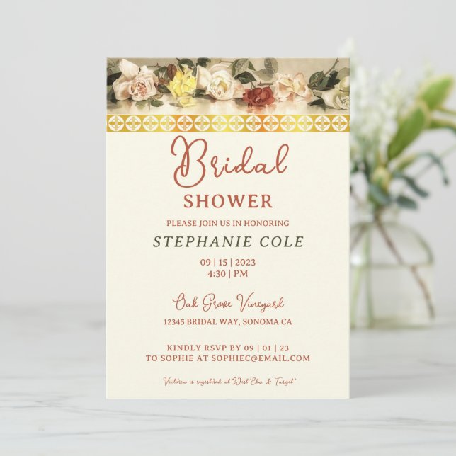 Invitation du rose et de la nuptiale Gold Border (Debout devant)