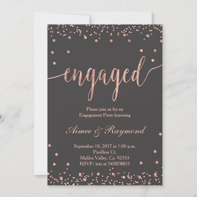 Invitation du rose Gold Engagement Party (Devant)