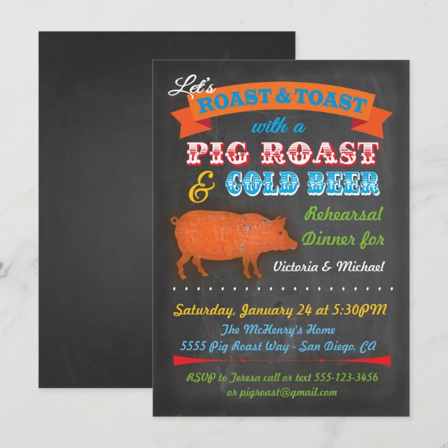 Invitation du rôti de porc Chalkboard (Devant / Derrière)