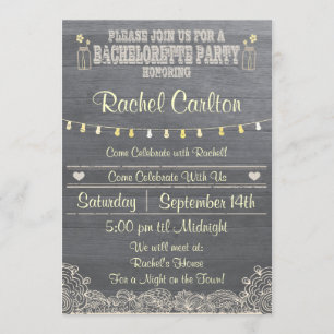 Invitation du Rustic Mason Jar Bachelorette Party