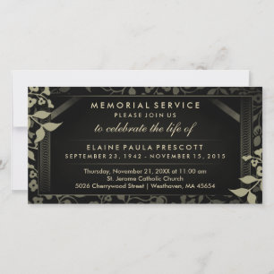 Invitation du service de mémorial Floral Black & G