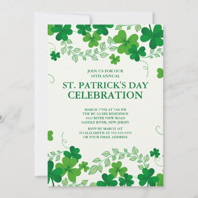 Invitation du Shamrock moderne St. Patrick's Party (Devant)