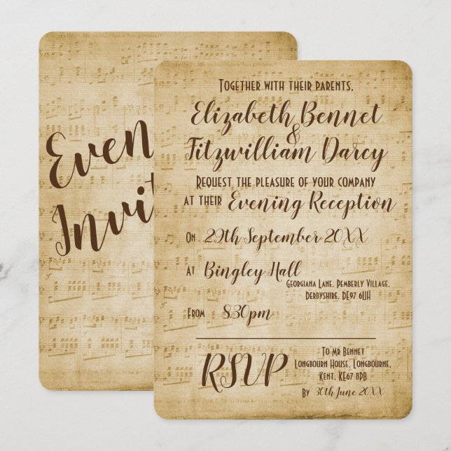 Invitation du soir de musique vintage (Devant / Derrière)
