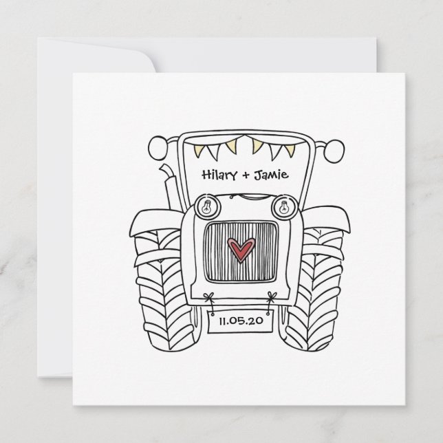 Invitation du soir du Mariage campagnard sur mesur (Devant)