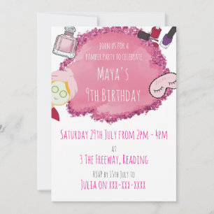 Invitation du spa Pamper Party pour la fête des en