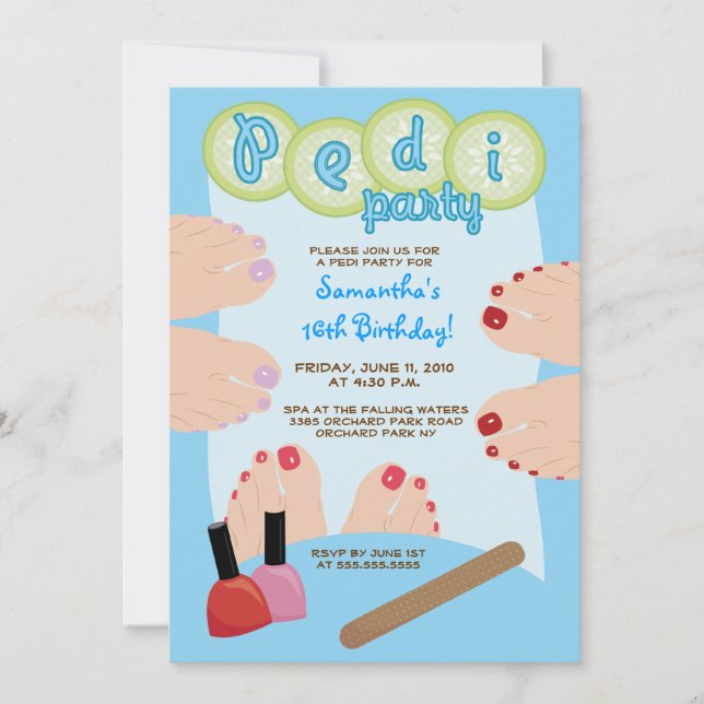 Invitation du spa PEDICURE Pedi Party 5x7 (Devant)