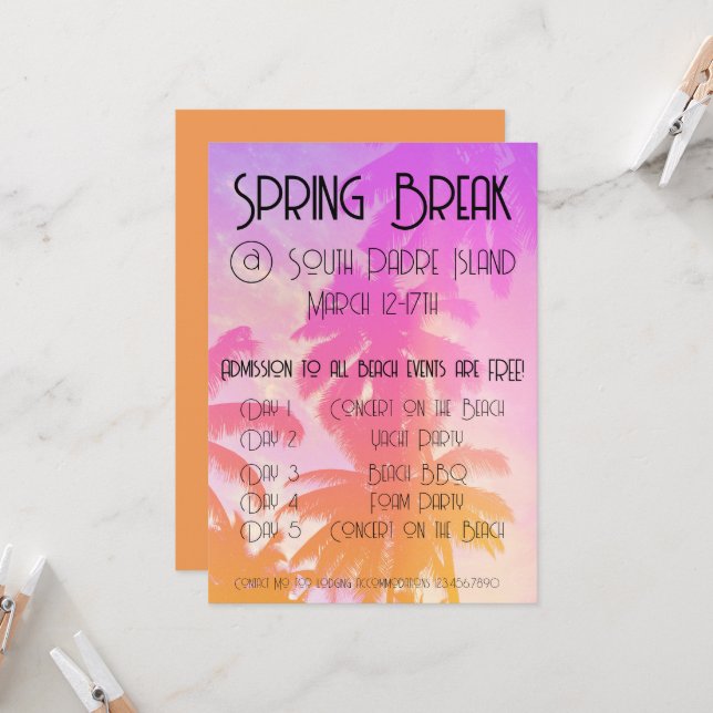 Invitation du Spring Break Party (Devant/Arrière en situation)