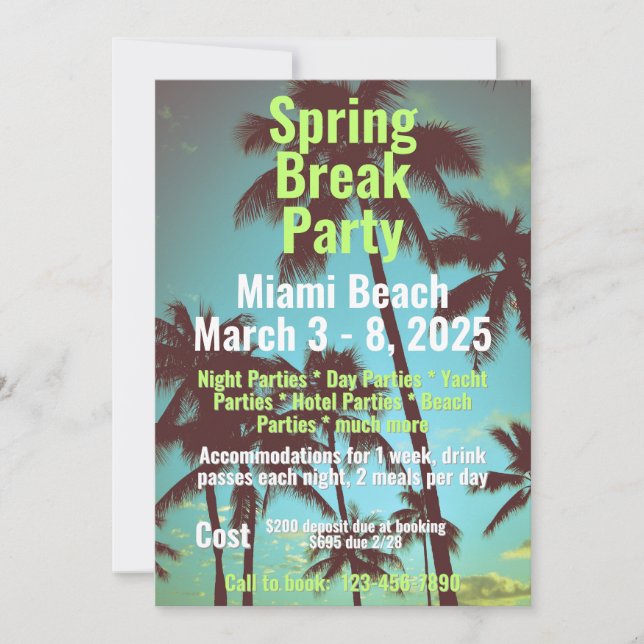 Invitation du Spring Break Party (Devant)
