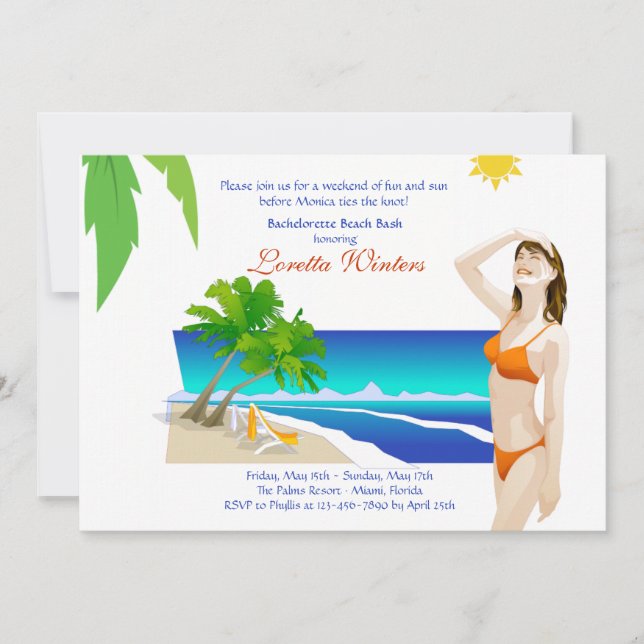 Invitation du Sun Bachelorette Party (Devant)