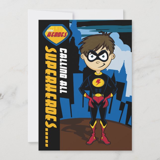 Invitation du Superhero Boy Party (Devant)