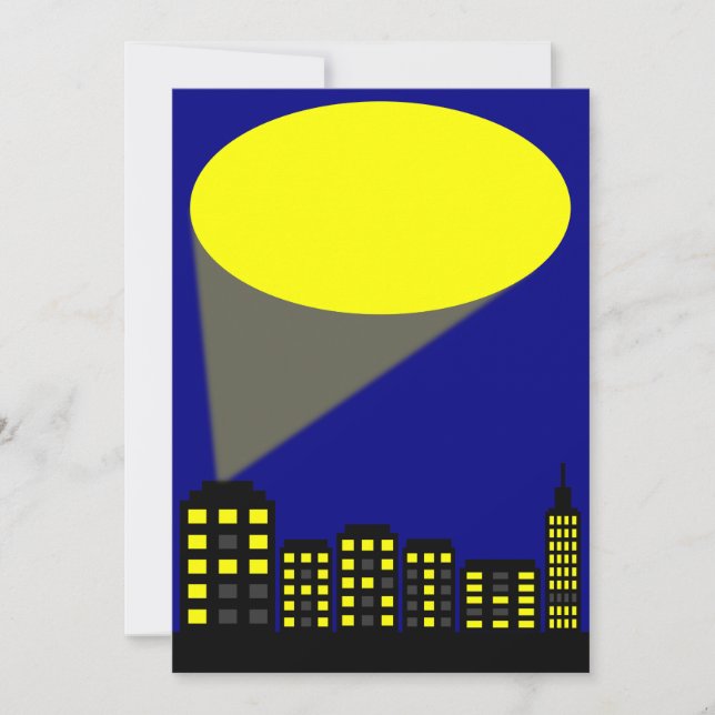 Invitation du Superhero Party - Cityscape & Spotli (Devant)
